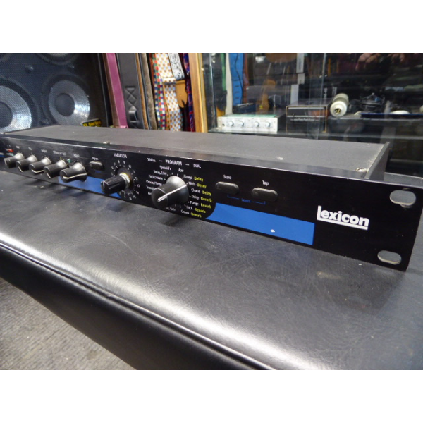 <p>Classic 1U rack effects from this legendary manufacturer.</p><p>Affordable selection of Lexicon's highly-regarded effects algorithms, including a great selection of reverbs, delays, cvchoruses, fflanging, pitch shift and Lexicon's famous 'Ambient' patch.&nbsp;</p><p>8 single effects banks and 8 dual effects banks, each with 16 variations.</p><p>Tap Tempo for syncing delays.</p><p>1 adjust knob for editing parameters on each effect.</p><p>Input, Output, Mix Balance and Effects level knobs.</p><p>I/O on pairs of jacks.</p><p>Additional digital SPDIF output.&nbsp;</p>