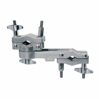 2-way drum clamp for cymbal arms/drum hardware with rotating clamp design.