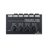 4 channel mini mixer with noiseless premps.&nbsp;<br />Ultra compact size 110 x 57x 31 mm.<br />Works with line or microphone inputs.<br /><br />