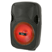 Portable speaker with handheld radio mic, bluetooth, USB/SD card playback and disco lights!<br />A great compact system, ideal for singing along to your favourite songs and for parties at home.<br />Inputs: Mic / Guitar 6.3mm jack, Aux 3.5mm jack<br /><br />