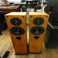 <p>Beautiful floor-standing hi-fi speakers.<br />Great sound - well-defined, with a controlled and musical bottom end.<br />Hand-crafted and designed to a high specification in Gloucestershire, England.&nbsp;<br />Smooth, non-fatiguing tops from the soft dome tweeters.<br />Impressive stereo field, spacious midrange.<br />High quality components throughout.<br />Front-ported, two-way design.<br />Mounted on plinths for superior isolation.<br />Very good condition, with front grilles.</p><p>Antique Cherry finish.<br /><br /></p>