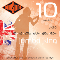 Extra light set of phosphor bronze acoustic guitar strings by Rotosound.