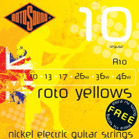 Regular gauge set of nickel electric guitar strings by Rotosound.