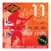 Medium set of nickel electric guitar strings by Rotosound.