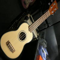 Lovely soprano ukulele with solid spruce top and gloss finish.
