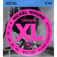 EXL120, one of D'Addario's best selling sets, delivers super flexibility and biting tone. A standard for many electric guitars.