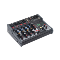 <p>Good quality compact mixer, featuring four microphone inputs with 48v phantom power.</p><p>1 stereo input channel, plus one stereo tape return with RCA and stereo minijack input available.</p><p>Built-in USB/Bluetooth media player.</p><p>Balanced XLR outputs.</p><p><br /></p><p></p>