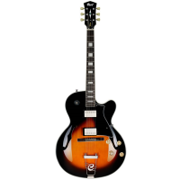 Stunning semi-acoustic guitar with sunburst finish, great playability, padded bag, and more!