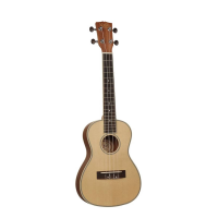 Quality concert ukulele with solid spruce top, geared machine heads, smooth satin finish, and Aquila strings.