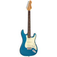 Lovely stratocaster copy in candy apple blue finish, Alan Entwistle pickups, and vibrato system.<br />