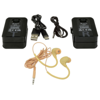 Compact in-ear monitoring set for foldback of an audio track or stereo mix. <br />Comprising a matching transmitter and receiver unit, both of which are rechargeable from USB. <br />Audio is connected to the transmitter via 3.5mm stereo jack and the system is supplied with a pair of in-ear headphones to connect with the receiver. <br />Operating on the licence-free 5.8GHz band, the 2 devices pair automatically on power-up and use a frequency-agile system to maintain the link. <br />For groups of users listening to the same audio, additional receivers can be purchased and paired to the same transmitter to receive the same signal. <br />If different audio is needed for users, up to 4 transmitters can be operated in proximity of each other, depending upon the wireless traffic in the area. <br />Designed for accurate and convenient wire-free monitoring for stage performers, presenters and sound engineers.<br /><br /><br />