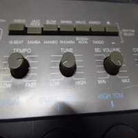 Rare analogue drum machine from 1982.<br /><br />5 drum sounds: Bass Drum, Snare, High Tom, Low Tom, Cymbals.<br /><br />16 preset rhythms.<br /><br />All sounds apart from the Bass Drum are tuneable using the Tune Knob, which affects all their pitches simultaneously.&nbsp;<br /><br />The Bass Drum and Cymbals have independent volume controls.<br /><br /><br />